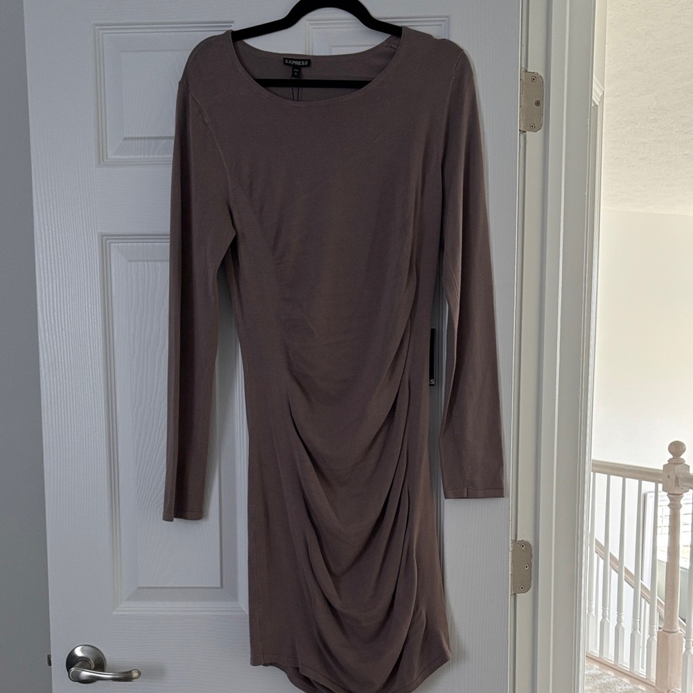Express Taupe Long Sleeve Dress